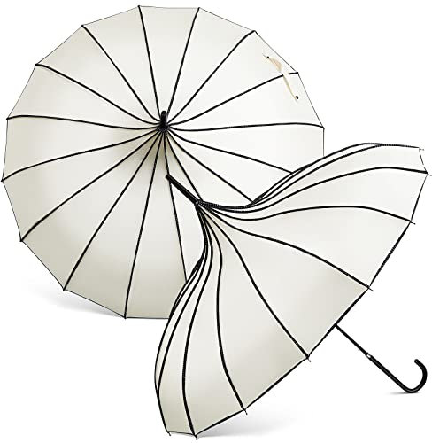 Queekay 2 Pcs Parasol Umbrella Pagoda Umbrella Large Retro Gothic style for UV Protection(White)