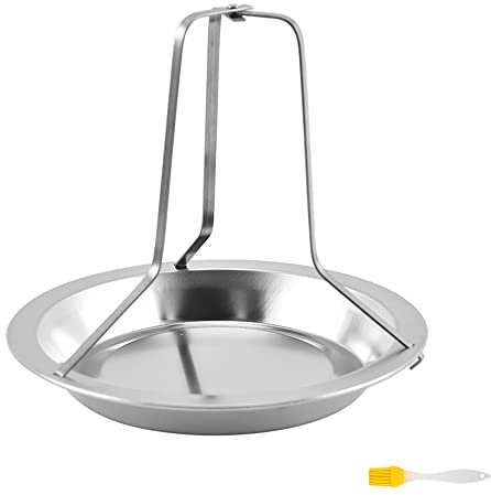 FUYTERY Chicken Roaster Rack Stainless Steel Vertical Chicken Holder Cooking Grill Pan Tool (with Brush )