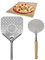 Pala para pizza perforada, kit de dos Made in Italy, la pala profesional de aluminio es ideal para pan y bollos + tabla de cortar 30 x 30 cm de álamo para pizza
