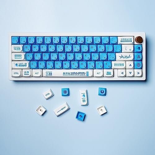 Evangelion Keycap Set, PBT Dye-Sub MA Profile Japanese Anime EVA Keycap For Custom Mechanical Gaming Keyboard (Color : 00)