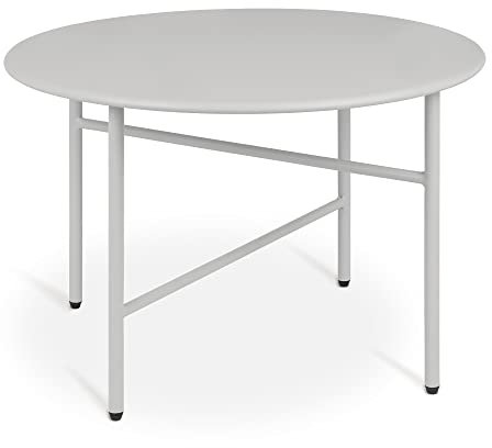 bomoe Beistelltisch Outdoor Gartentisch Rund Ø 53 cm Tischplatte Kratzfest – Stabiler Wohnzimmer Couchtisch Leicht In- & Outdoor Balkon Tisch Terrasse – Hellgrau Nachttisch Bett Schlafzimmer Finn