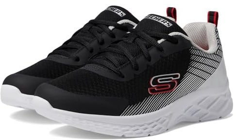Skechers Skechers Boys, Sneaker, Black Textile/Synthetic/Silver & Red Tri,