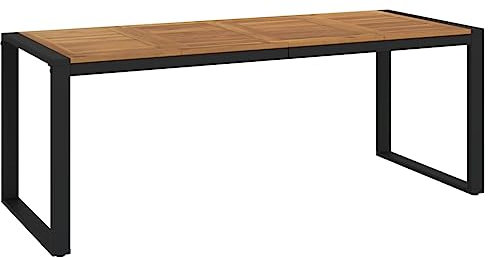 vidaXL Gartentisch, Garten Esstisch mit Metall-Beinen in U-Form, Terrassentisch Rechteckig, Gartenmöbel Tisch, Industrie-Stil, 200x90x75cm Akazie Massivholz