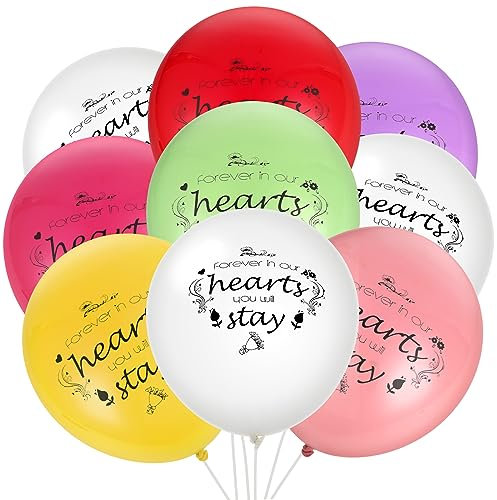 Prasacco 42 Stück Beerdigung Luftballons, 7 Farben Gedenkballons Beerdigung Dekoration Luftballons 12 Zoll Großer Ballon mit 2 Rollen Weißer Band für Trauerfeier, Beerdigung, Jubiläum, Gedenkdienste