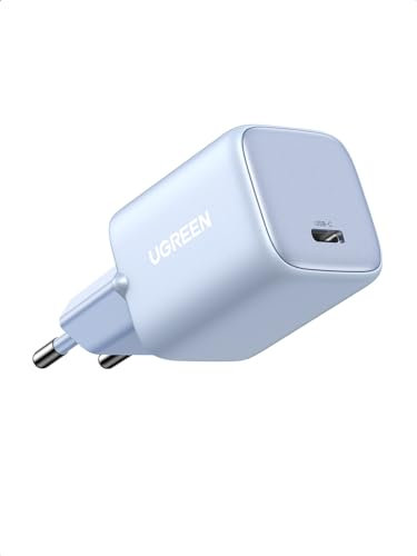 UGREEN Nexode Mini 30W Cargador USB C GAN para Google Pixel 7 Pro Pixel 6A, dji Mini 3 Pro, Enchufe Compatible iPhone 16 Plus Pro Max/15/14/13/12, iPad Pro/Air/Mini, Galaxy S23/S22/S21 Azul