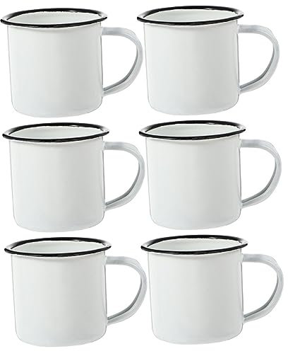 Toddmomy 6 STK Altes Retro-trinkglas Unzerbrechlicher Trinkbecher Campingbecher Aus Zinn Lagerbecher Bierkrug Vintage Tassen Teebecher Lustige Campingbecher Emaille Metall Kind Weiß Eisen