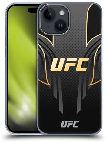 Head Case Designs Offizielle UFC Schwarz Gold Jersey Logo Harte Rueckseiten Handyhülle Hülle Huelle kompatibel mit Apple iPhone 15