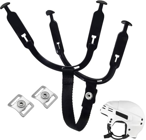 1 Set Hockey Helmet Chin Strap with 2 Stainless Steel Single Strengthened Snap, Ear Sling Loops for Ice Hockey Helmet, Ice Hockey Chin Strap Replacement Parts Ear Sling Loop Repair Kit