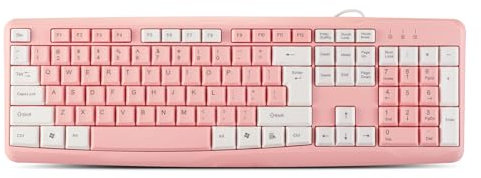 Guiheng Wired Computer Keyboard, Plug Play USB, Silent-Touch Chiclet Keys, Large Number Pad, LED Indicators,Ergonomic, Foldable Stands,Anti-Wear Letters Full Size Keyboard,for Windows Mac PC Laptop 