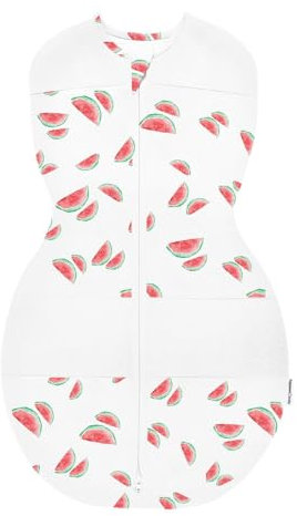 happiest baby Sleepea Pucksack 5-Sekunden-Wickeltuch, 100% Bio-Baumwolle, von Ärzten entworfen fördert gesunde Hüftentwicklung (Wassermelonen Elfenbein, X-Large)