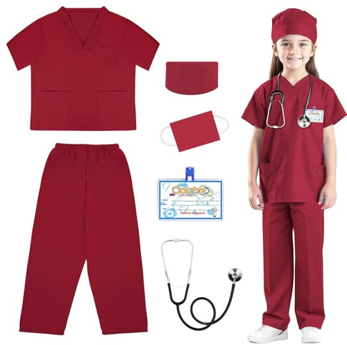 RioRand Arzt-Kostüm für Kinder, Kleinkind, Krankenschwester, Peelings mit Zubehör, Halloween, Cosplay, Verkleiden, Arzt, Spielset für Jungen und Mädchen, 3–11 Jahre