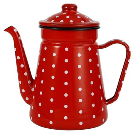 OLiWia 1.5l Style Chinois Émail Cafetière Avec Bec Mince Bouilloire Émail Café Poche D’infusion À La Main Huile Cruche Crane Bec Cruche