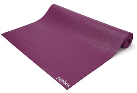 yogabox Studio Yogamatte Premium 200 x 80 x 0,45 cm Vinylschaum mit PES/Glasgarngewebe – leichte rutschfeste Yogamatte für Yoga und Meditation gelenkschonend für Anfänger und Profis