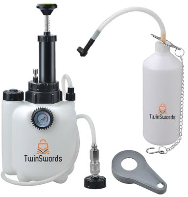 TwinSwords Bremsenentlüftungsgerät 3 LT | Bremsenentlüfter Bremsflüssigkeit wechseln | Bremsflüssigkeitswechselgerät mit 1L Absaugbehälter für E20 (ø45mm) 1 Set