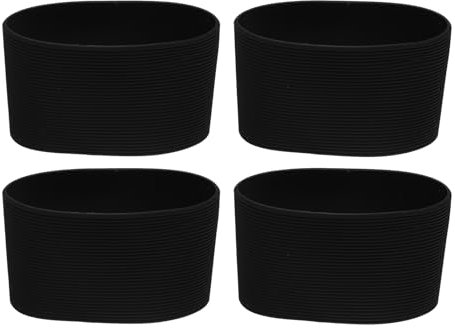 sourcing map 4Pcs Coffee Cup Sleeve, Silicone Cup Sleeve Non-Slip Glass Water Bottle Mug Sleeves Black