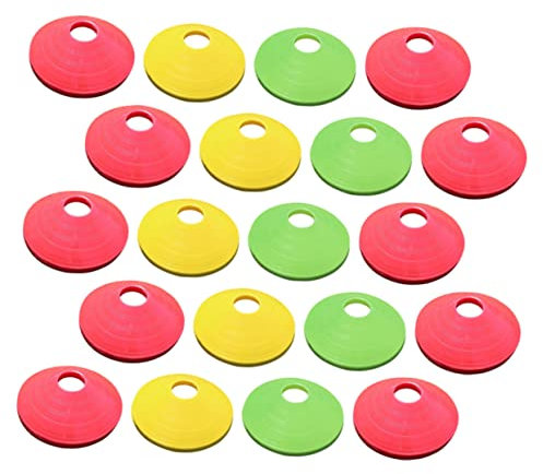 CORHAD 20 Stück Runde Logo Schüssel Fußball Trainingskegel Fußball Runde Fußball Hindernis Fußball Hindernis Kunststoff Sportkegel Fuß Trainingszubehör Runde Fußball Disc Für