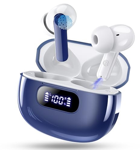 Bluetooth Kopfhörer, In Ear Kopfhörer Kabellos Bluetooth 5.3 mit 4 ENC Noise Cancelling Mic, 2025 Neue Kopfhörer Kabellos LED Anzeige, 48Std Earbuds, HiFi Stereo IP7 Wasserdicht Ohrhörer für Arbeit