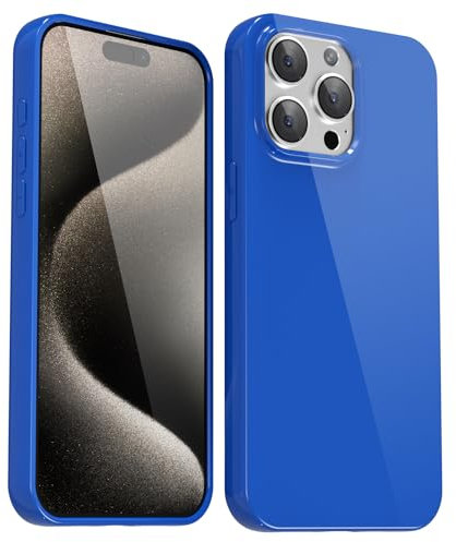Svanove for iPhone 15 Pro Max Case Silicone, Glossy Soft Rubber Gel Jelly Cute Protective Plastic Simple Plain Phone Case Cover for Women Girl, Slim Thin Flexible Shockproof TPU, Royal Blue