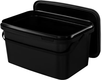 BenBow Rechteckiger Eimer mit Deckel 1x 5l schwarz - lebensmittelecht, stapelbare Kunststoffbox mit Henkel - luftdicht, auslaufsicher, geruchsneutral, ideal für Haushalt und Gewerbe - leer
