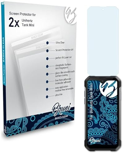 Bruni Schutzfolie kompatibel mit Unihertz Tank Mini Folie, glasklare Displayschutzfolie (2X)