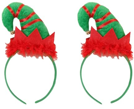 XNHIU 2 Stück Elfen-Stirnband, Weihnachtselfenmütze, Stirnband, Neuheit, Haarschmuck, Weihnachts-Kostüm, Zubehör für Erwachsene, Kinder