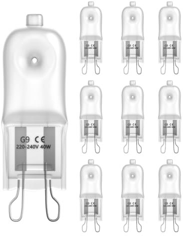 DoRight 10 Pack Frosted Wax Burner Bulbs 40W G9, Dimmable Plug in Wax Melt Burners Bulbs Warm White 2700K G9 Capsule Halogen Bulb AC220-240V for Electric Wax Melt Burners, Oven Bulbs, Candle Warmers