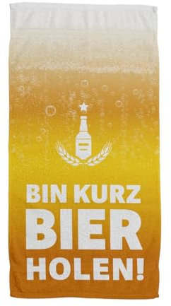 Handtuch & Strandtuch mit Spruch: Bin kurz Bier Holen - Duschtuch lustig als Gechenk für Männer - Badetuch als Geschenkidee (140x70cm)