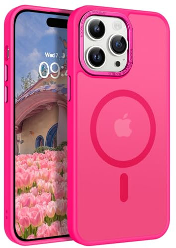 GaoBao Coque pour iPhone 14 Pro 6.1 Compatible avec MagSafe, Hybrid Magnétique Case Étui Translucide Mat Arrière Protection Caméra Housse Fine Antichoc Dos Anti Rayures pour iPhone 14 Pro, Rose Rouge