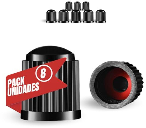 Pack 8 Uds. Tapones de Válvula para Neumáticos de Autos, Motos y Bicicletas con Sello de Presión Estable Antifuga.