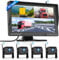 Wireless Van Backup Camera Kit, Hodozzy 10.1 Inch IPS HD Reversing Monitor 4-Split Screen with Loop Record DVR Monitor +IP68 Waterproof Night Vision 4 Cameras RV/Truck/Trailer/Bus/Camper (12-36V)