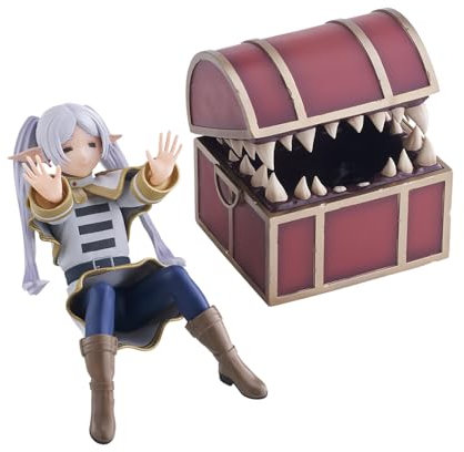 Qiancc Anime Frieren: Beyond Journey's End Figure Frieren mit Schatzkiste Figuren PVC Statue Modell Handmade Sammlerstücke Desktop Dekoration 10cm