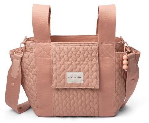 Suavinex, Bolso Maternidad, Bolso Organizador para el Carrito del Bebé tipo Panera, Con Asas Ajustables al Carrito, Cierre de Cremallera, Compacto y de Gran Capacidad, con Bolsillos Interiores, Rosa