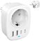 WISMIKA Internationaler Reiseadapter Steckdose Weltweit, Universal Travel Plug Power mit 1 AC 2 USB-C 2 USB-A Ports, Deutschland Adapter Stecker Typ 5 in 1 Travel European