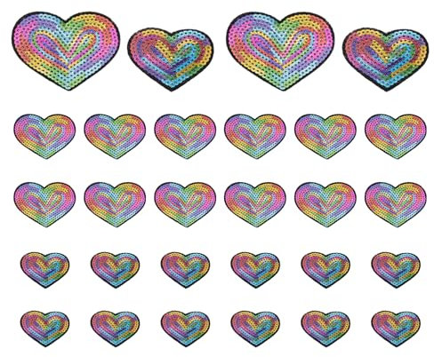 PATIKIL Pailletten Patches zum Aufbügeln, 28 Stück Aufnäher zum Aufbügeln Applikation Pailletten Glitzer Aufnäher für DIY Schuhe Kleidung Hüte Rucksäcke Kostüme, Multicolor