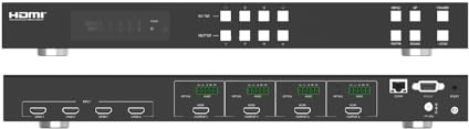 FOURKAY 4x4 8K HDMI Matrix Switch 8K60Hz YCbCr 4:2:0 10bit HDMI 2.1 und HDCP 2.3 Schnelles Umschalten Downscaling und Audio De-Embedding 1U Rack Mount Design