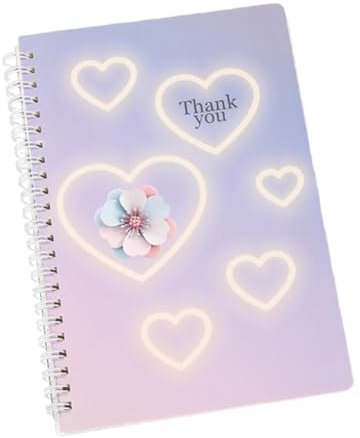 KiBcsLic Notebook con Legame a Spirale per La Pianificazione, 15.2cmx21cm, 96 Pagine per Uso Accademico, Cuore