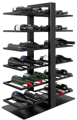 MetaloPro Casier à Vin Métal Noir 60 Bouteilles, Range Bouteilles Design Moderne, Étagère à Vin Robuste en Acier, Meuble de Rangement Stable pour Cuisine, Cave ou Bar – 110x80x30 cm