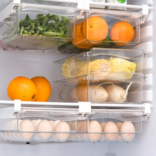 RANJIMA Eierhalter Kühlschrank, Kühlschrank Organizer Schubladen Eierhalter für bis zu 21 Eier Große Schubladentyp Eierbehälter Eierbox für Küche und Eier Aufbewahrung Speisekammer 2Pcs