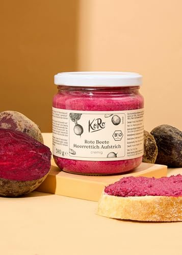 KoRo - Bio Rote Bete Meerrettich Aufstrich 6 x 380 g - Auf Sonnenblumenkernbasis - 40 % Gemüseanteil - Vegan