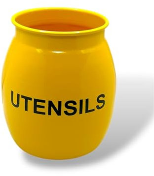 Nobel Barrel Shaped Utensil Holder & Organiser, Sturdy Cutlery Holder , Storage Container, Spoon Holder (YELLOW)