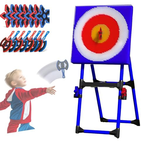 2 in 1 Throw Target Game Set with 8 Axes and 8 Darts, Safe for Indoor and Outdoor Play, Fun for Adults and Teens