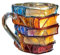 Iouyjiu Book Lover Becher, Keramikbecher, handbemalt, Trinkbecher, Novelty Coffee Design, geschnitzte Buchform, mehrfarbig für Lehrer, 13 x 9,4 x 9,4 cm
