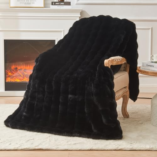 EMME Bubble Decke Sofa Kuscheldecke Kaninchen Plüsch Dicke Decke, Wohndecke Flauschig Sofaüberwurf Couchdecke, Fleecedecke, Flauschige Wohndecke für Couch