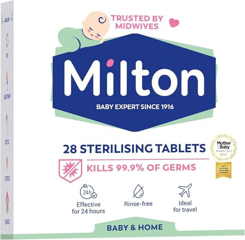 ZINNIAUK Milton Sterilising Tablets - 28 Tablets for Cleaning Baby Bottles, Breastfeeding Accessories & Equipment - Rinse-Free, Travel-Friendly & Household Hygiene Solution - for Home or On-The-Go Use