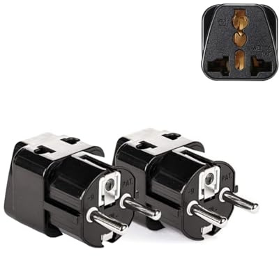 2 pezzi adattatore da viaggio mondo in Germania tipo F Schuko 2 in 1 16 A 2200 W/2500 W Max USA/UK/AUS/Cina/Giappone sulla Germania Adattatore di alimentazione (modello C x2)