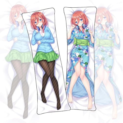 Generisch Anime-Körperkissen Die Quintessenz-Fünflinge Nakano Miku Dakimakura Körperkissen Anime Doppelseitig bedruckter Kissenbezug Kissenbezug Kissen-Nakano Miku,50x150cm-Peach Skin