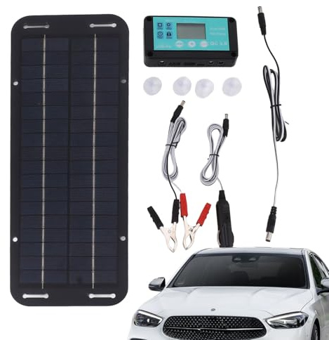 Mainteneur de Chargeur Batterie Voitures solaires - Panneau à Filet imperméable 20W, 12V 24V | HEUPERTER Solaire Chargeur pour Gel Humide AGM SLA EFB Batteries Car Camion Voiture RV Boat Motor