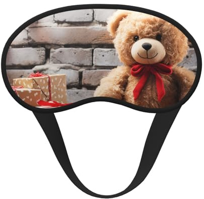 Schlafmaske mit süßem Bär, Valentinstagsgeschenk, weich, atmungsaktiv, Augenmaske, Verdunkelung, Seide, Augenschlaf mit elastischem Band, Nacht-Augenbinde für Damen und Herren, Reise-Nickerchen
