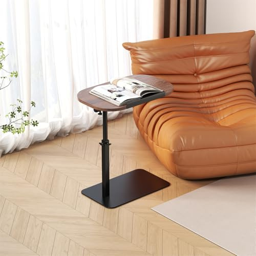 GarveeLife Beistelltisch Holz Klein Couchtisch Sofatisch c Form Höhenverstellbar Couch Mobiler Kaffeetisch Klein Side Table Laptop Stand Für Wohnzimmer Und Schlafzimmer, 45x30x40-80CM