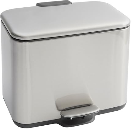 Coopers of Stortford - Duo Bathroom Recycling Bin - Compact Six Litre Stainless Steel Bin with Two Removable Inner Sections